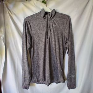 Nike Dry Fit Jacket Womens Size S Heathered Gray Long Sleeve Zip Front Neck